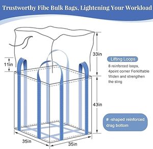 Bolsa a granel Huamaohengchun, bolsa de 2 toneladas, 4400 lb de capacidad de carga útil, factor de seguridad 3:1, 35"L x 35"W x 43"H, bolsas de polipropileno tejido de 210 galones - Product Image 2