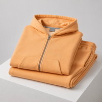 Ensemble de sweats à capuche zippés en molleton pour marque privée, style streetwear, taille élastique, couleur abricot vintage, pour le sport, vente en gros, fournisseur populaire