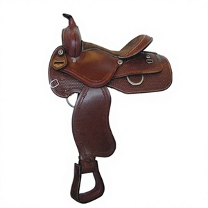 Silla de Montar para Caballo de Cuero Genuino con Diseño Duradero y Herrajes Metálicos, Resistente al Agua, Silla de Montar Resistente para Equitación - Product Image 1