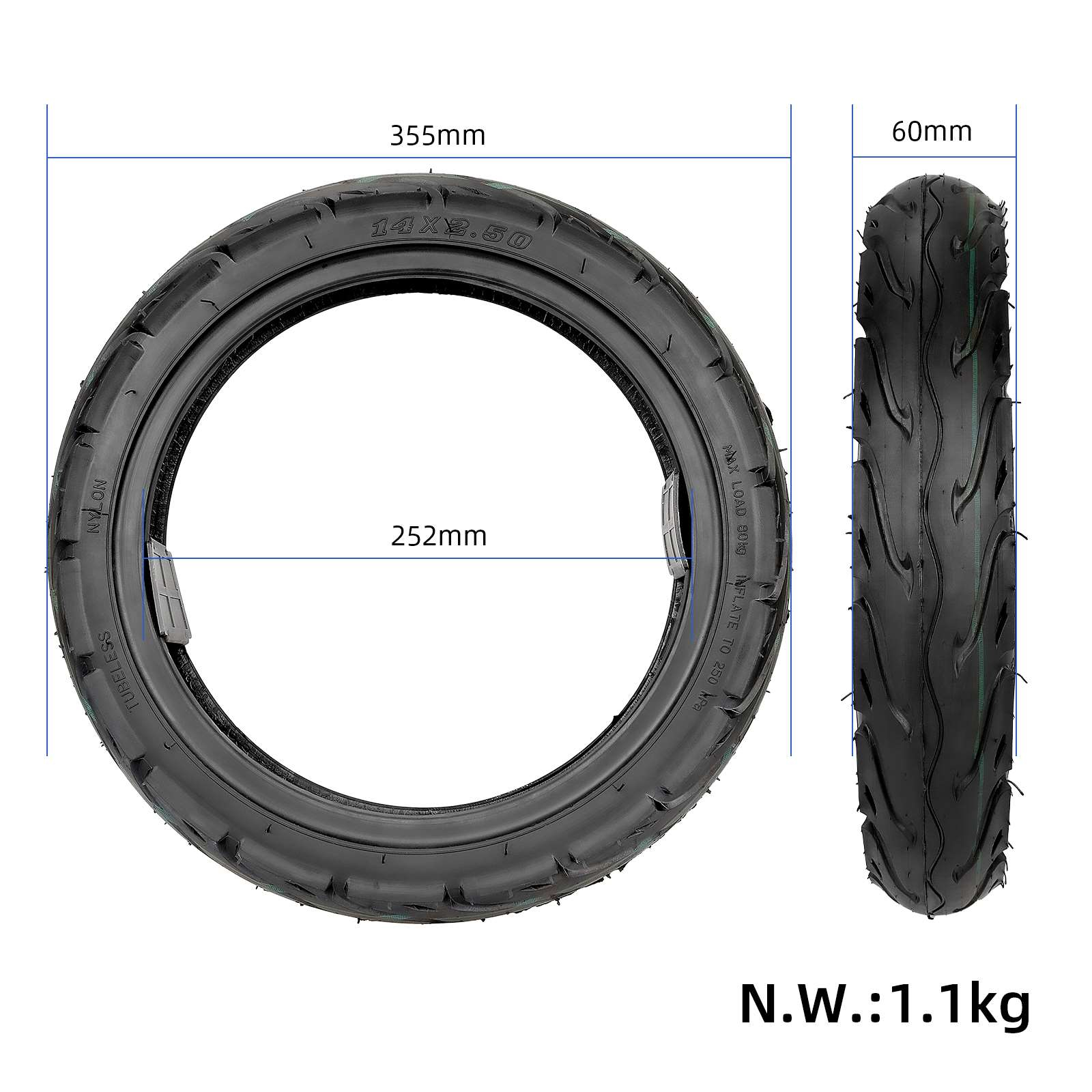 14*2.50 (14*2.125) Tubeless Tire2688.00