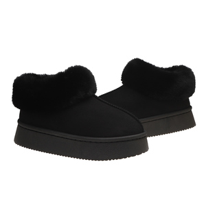 Bottes de neige personnalisées pour femmes, automne/hiver, talon plat, garniture en fourrure de laine mélangée, semelle en PVC durable, en similicuir, montantes, souples, prix usine - Product Image 2