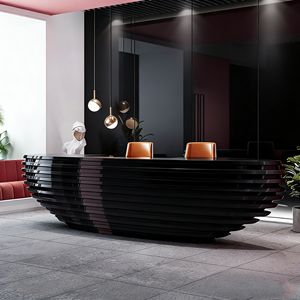 CR013 Easy Maintenance Rough Stone 3D Textured Luxury Fiberglass <b>Bar</b> Counter Contemporary Front Desk for Commercial Space - Product Image 3