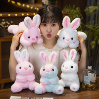 Jouets en peluche lapin assis lumineux de dessin animé avec lampe, lapin mignon brillant, poupées en peluche douces, cadeau de Pâques pour garçon et fille, décoration de voiture et de maison, coussin