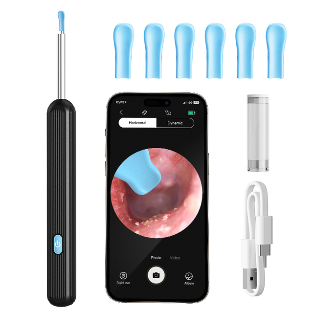 Smart Mini 6LED 3-Axis Wifi Wireless Ear Tool Pick Set Ear Scope With Camera Digital Otoscope Video Visual Cleaner