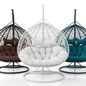 Sedia a dondolo a uovo doppia oversize con supporto, resistente alle intemperie, in vimini, per hotel - Product Image 1