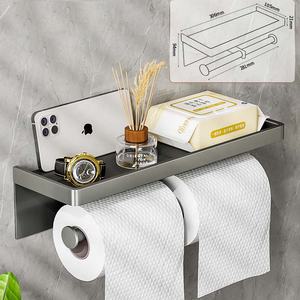 双厨房黑白金属卫生纸卷毛巾分配器，带电话架，用于浴室酒店纸巾架，带盖 - Product Image 3