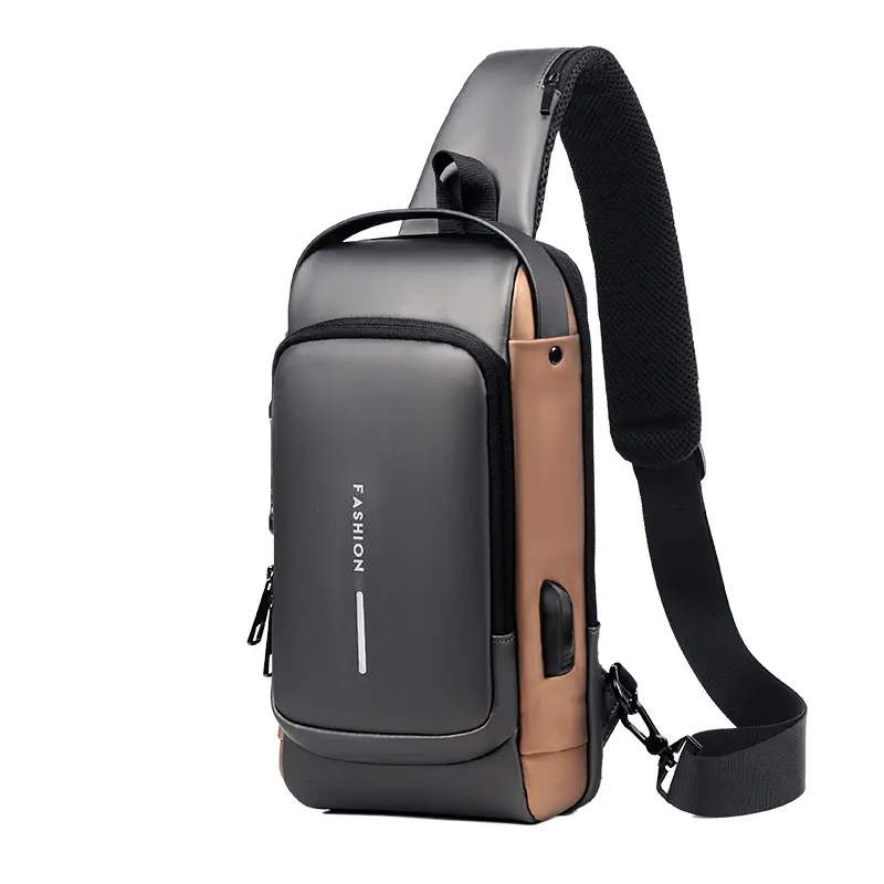 Anti Theft Designer Fashion Waterproof Chest Men's Messenger Bag USB Crossbody Sling Bag for Men Single Shoulder Crossbody Bag