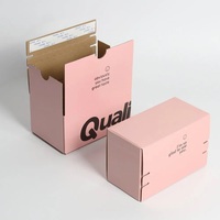 Boîte cadeau pour café de qualité supérieure avec logo en relief rose personnalisé, fermeture éclair en papier, bande détachable