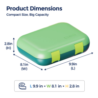 Boîte à bento certifiée LFGB de 46 oz pour enfants, avec compartiments amovibles et bloc de glace intégré, 3 compartiments, en plastique, pour l'école