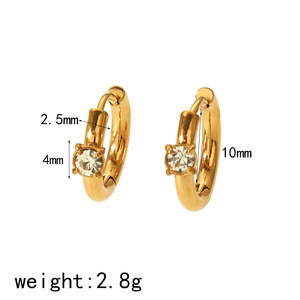 Huggie Earrings Gold Tone Cross Zircon <b>Circle</b> Stainless Steel Ear Clips Geometric Design Fashion Dangle Earrings - Product Image 5