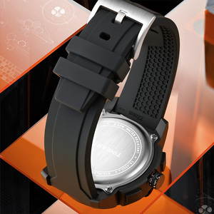 Reloj de cuarzo TIMEARTX para hombre, multifunción, 3 esferas, 6 manecillas, cronógrafo, indicador de fecha, correa de silicona resistente al agua, reloj de pulsera deportivo - Product Image 4
