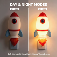 Lampe de nuit LED rotative à 360° en forme de fusée de dessin animé, lumière douce et chaude, pour chambre d'enfant, vente en gros, directement de l'usine, OEM