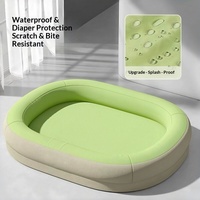 Coussin pour chien ovale extra-large imperméable et respirant, tapis pour chien résistant aux déchirures, tapis rafraîchissant en bambou lavable toute saison pour animaux de compagnie