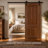 Pintu Gudang Kayu Solid 80 inci 2 Panel Veneer Cherry Pra-rakit 1,38 inci, Pintu Kamar Tidur Gaya Farmhouse Interior Tanpa Finishing (Hanya Slab)