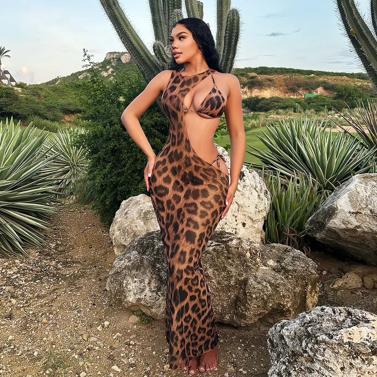 Costumi da bagno leopardati personalizzati cina xxx Sexy Sexy stampa Bikini moda giovane ragazza costumi da bagno