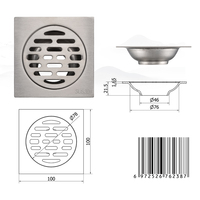 Accessoires de salle de bains modernes Siphon de sol en acier inoxydable Siphon de douche carré Siphon de sol anti-odeur