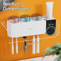 Distributeur de dentifrice électrique intelligent à capteur, désinfecteur mural UV triple pour brosses à dents, 30 minutes, en promotion