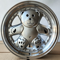 Jante en alliage d'aluminium de 15 pouces, aspect ours adorable, bord extérieur argent bronze, pour amélioration et tuning de véhicule