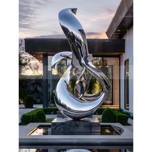 Escultura Decorativa de Acero Inoxidable ANW2167 Estilo Art Deco, Artesanía Metálica 304 para Proyectos de Jardinería y Paisajismo - Product Image 1
