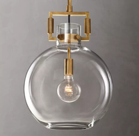 Luminaire suspendu en laiton industriel, globe en verre transparent, lampe suspendue vintage pour îlot de cuisine, salle à manger, luminaire suspendu