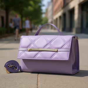 Borsa a Tracolla Fana da Donna in Lilla, Trapuntata con Fodera in PU, Chiusura con Cerniera, Elegante per Uso Quotidiano - Product Image 2