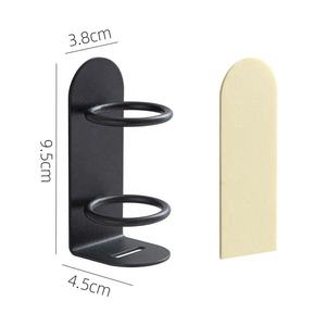 Wholesale Double Tier Wall-Mounted Iron ShelfPunch-Free Stand with Toothpaste & Shaver <b>Holders</b> Bathroom Organizer Rack - Product Image 2