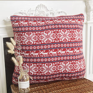 Bonne qualité <span class=keywords><strong>rouge</strong></span> motifs ethniques floraux <span class=keywords><strong>pull</strong></span> crochet laine tricoté noël coussin taie d'oreiller couverture - Product Image 1