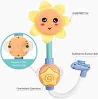 Jouet de bain pour bébé - Canard à piles, pistolet à eau en plastique et robinet tournesol pour tout-petits - Pompe à eau pour baignoire