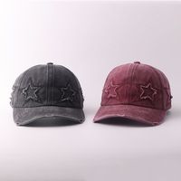 Gorra de Béisbol de Algodón Lavado con Logotipo Personalizado al por Mayor de Fábrica, Diseño Vintage Desgastado con Estrellas, Gorra Casual para Viajes al Aire Libre