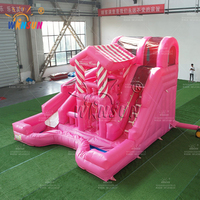 Château gonflable combiné toboggan WINSUN pour enfants, thème crème glacée rose, usage commercial extérieur, certifié CE sans plomb