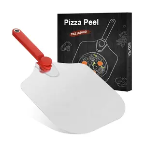 Alat Pizza Pegangan Lipat Piring Sekop Pengelupas Pizza Warna Merah Pegangan Karet Dapat Dilepas Spatula Pizza