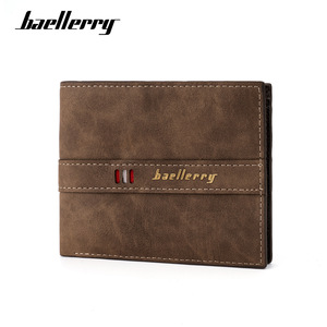 กระเป๋าสตางค์ผู้ชายแบบสั้น Baellerry ขนาด 7 นิ้วอเนกประสงค์สำหรับใช้ในชีวิตประจำวัน สีน้ำตาลล้วน ดีไซน์ลายเย็บด้าย - Product Image 1