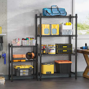 Adjustable Height Heavy Duty 3-Shelf <b>Storage</b> <b>Rack</b> Metal Wire <b>Rack</b> <b>Shelving</b> <b>Unit</b> Garage Organizer Utility <b>Racks</b> - Product Image 2