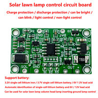 Contrôleur de lampe torche solaire jaune 3,7 V, contrôleur de lampadaire solaire 6 V/12 V, carte de circuit imprimé pour lampe solaire