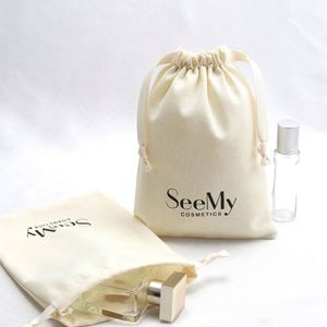 Sac cadeau en coton écologique avec logo imprimé personnalisé, sac en coton mousseline réutilisable, pochette anti-poussière, sacs cadeaux de Noël - Product Image 3
