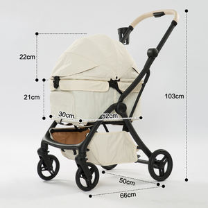 Carrinho de Cachorro Personalizado Branco Carrinho de Animais de Estimação Carrinho de Gato Dobrável para Viagem Durável com 4 Rodas - Product Image 1