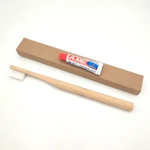 Brosse <span class=keywords><strong>à</strong></span> dents en bambou <span class=keywords><strong>à</strong></span> poignée ronde jetable avec <span class=keywords><strong>pâte</strong></span> approuvée par l'hôtel - Product Image 1