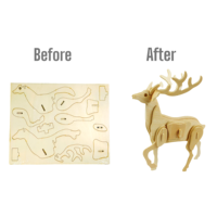 Puzzle 3D en bois DIY, ensemble de 5 animaux assortis, jouet éducatif à assembler, cerf, écureuil, décoration de bureau pour enfants