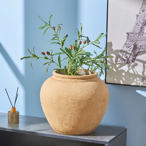 Petit calibre circulaire rétro magnésium boue ciment pot de fleurs intérieur <span class=keywords><strong>jardin</strong></span> cour minimaliste similaire <span class=keywords><strong>poterie</strong></span> pot pépinière - Product Image 3
