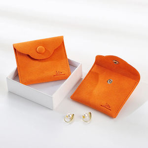 Customize Microfiber Snap Button Closure Suede Jewelry Pouches Bags for Necklace Jewelry <b>Gift</b> - Product Image 1