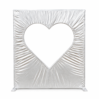 Metall-Herz-Hintergrundständer 6x6,8ft Ausgeschnittener Herzrahmen 32mm Hochbelastbar Silber für Hochzeitsantrag Fotobox Individuelle Abdeckung