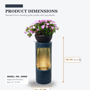 Fuente de <span class=keywords><strong>Agua</strong></span> Artificial LED con Macetero, Resina, 32 cm de Diámetro, Adorno de Jardín, Decoración de Patio Interior y Exterior - Product Image 4