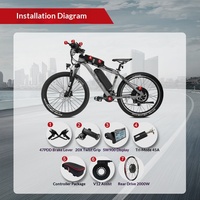 Kit de conversion de vélo électrique 52V 2000W avec moteur à moyeu à engrenages à entraînement arrière, jante MTX39 et contrôleur trois modes 45A