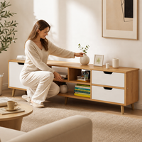 Meuble TV et Table Basse Combinés, Meuble TV Moderne et Simple pour Salon et Chambre