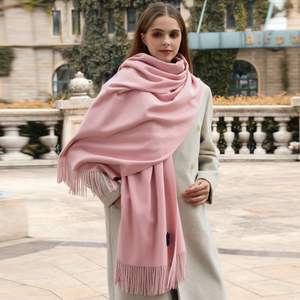 売れ筋200 * 33cmメンズ冬用厚さ暖かい模造カシミヤスカーフプレミアムレディース無地ロングビアードフリンジスカーフ - Product Image 6