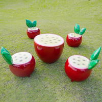 Hete Aanbieding Cartoon Fruit Fiberglass Tafel Stoel Harsen Ambachtelijke Set voor Kinderen Entertainmentcentrum Winkelcentrum Rustruimte Decoratie