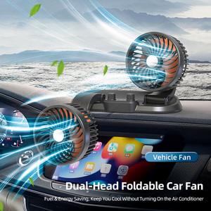 <b>Double</b> Heads Car Fan 12V 24V for Truck Vehicle Suv Automotive Car Electronics Car Interior Decoration Dual Headed Fan - Product Image 1