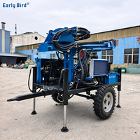 Plateforme de forage de puits d'eau sur roues, machine de forage portable pour puits d'eau jusqu'à 300 m de profondeur