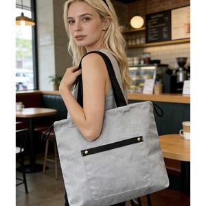 Bolsa de Lona Resistente MY4000 Amarillo Medio con Correa Larga para Hombro, Asa Corta, Logotipo Personalizado, Cierre de Cremallera, Bolsa de Compras Mediana - Product Image 5