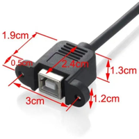 Câble de données USB 2.0 OEM/ODM USB Type B mâle vers femelle avec fixation par vis, montage sur panneau, blindage tressé et en feuille d'aluminium
